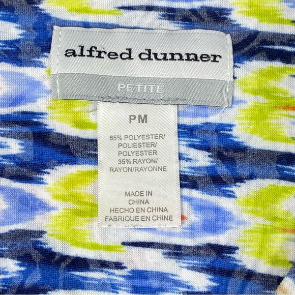 Alfred Dunner Patchwork Shirt Women's PM Multicolor V Neck Metal Stud Classic - Picture 5 of 13